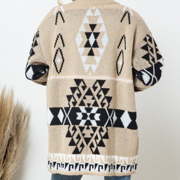 Aztec Print Inspired Boho Sweater Cardigan - Picture 7 of 7
